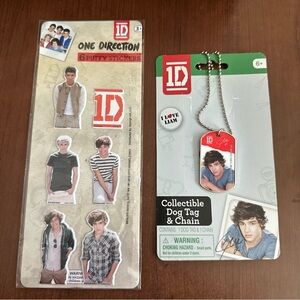One Direction 1D merch lot - set of 6 puffy stickers & Liam Payne necklace
